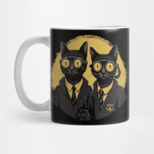 Modern Meows Atomic Age Black Kitschy Cats Mug